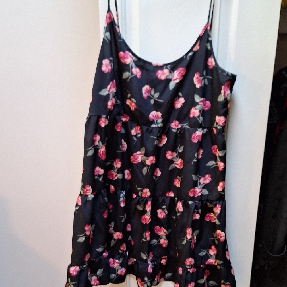 Floral Mini Dress - Black and Pink
